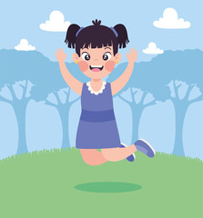 girl jumping in the grass