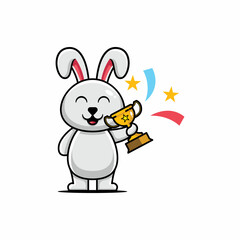 Fototapeta na wymiar Winner Bunny Character Logo