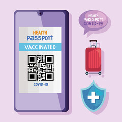 covid19 health passport four icons