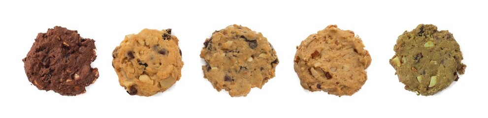 Collection of cookies homemade isolated on white.