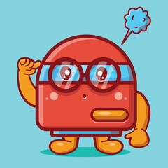 genius air purifier mascot isolated cartoon in flat style