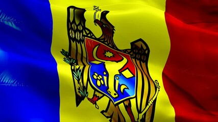 Moldova flag video. National 3d Moldavi Flag Slow Motion video. Moldova tourism Flag Blowing Close Up. Moldavi Flags Motion Loop HD resolution Background Closeup 1080p Full HD video flags waving in wi