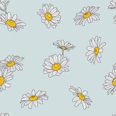 daisy flower design - seamless vector repeat pattern, use it for wrappings, fabric, packaging and other print and design projects