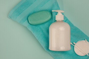 Obraz na płótnie Canvas soap towel health hygiene skin care bath supplies