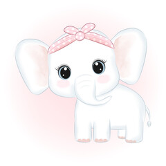 Cute little Elephant hand drawn cartoon illustration