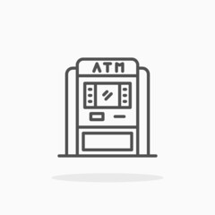 ATM icon. Editable Stroke and pixel perfect. Outline style. Vector illustration. Enjoy this icon for your project.