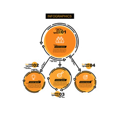 Infographic  illustration Thin Line Connection on orange theme chart origami paper color info-graphic template for diagram presentation chart and business concept with element options
