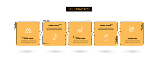 Infographic  illustration Thin Line Connection on orange theme chart origami paper color info-graphic template for diagram presentation chart and business concept with element options
