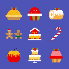 christmas food sticker icon set collection