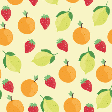 delicious fruits in pattern