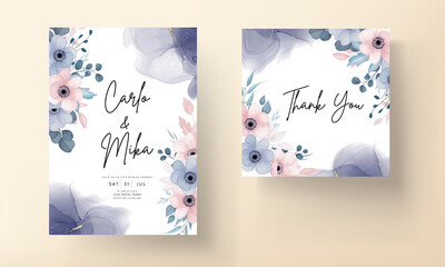 Elegant hand drawing floral wedding invitation design