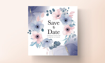 Elegant hand drawing floral wedding invitation design