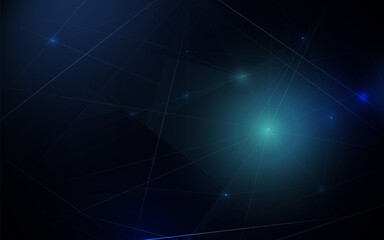 Abstract connecting dots and lines. Connection science and technology. Abstract blue background. Vector illustration