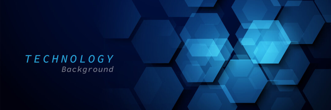 Abstract blue hexagon background. Futuristic technology digital hi tech concept background. Banner, posters, cards, headers, website