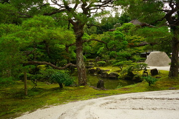 Japanese garden at Ginkaku-ji Temple or Silver Pavilion in Kyoto, Japan - 日本 京都 銀閣寺 銀沙灘 枯山水	