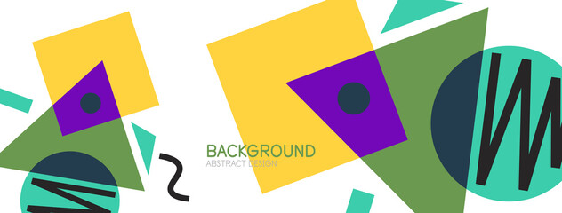 Abstract background. Blocks, lines, triangles, circles composition. Techno or business concept for wallpaper, banner, background, landing page