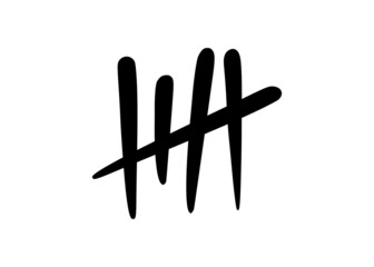 Tally marks to count days in prison. Tally marks for math lessons isolated on white background. Vector illustration