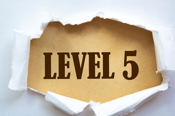 Level 5 message written under torn paper.