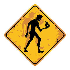 Creature crossing signs zombie with phone. 