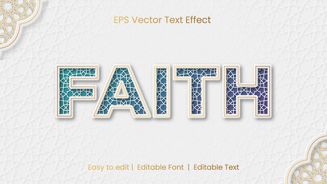 Islamic Arabic style colorful editable font text effect with Moroccan pattern 