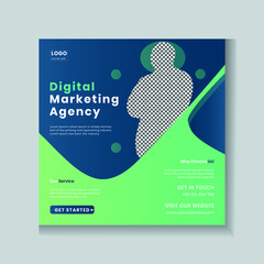 Digital marketing agency instagram post and social media banner template 