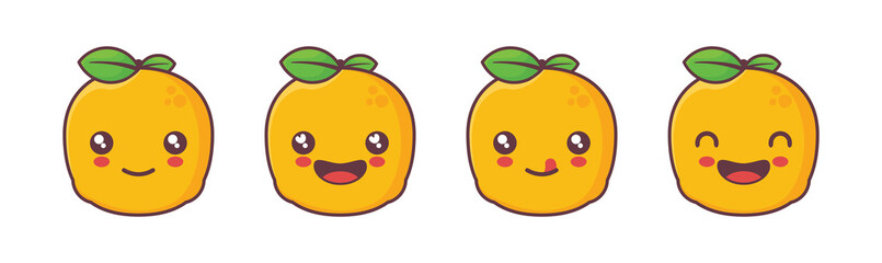 cute mango fruit cartoon illustration. with different facial expressions