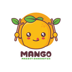 cute mango fruit cartoon illustration. suitable for, logos, prints, labels, packaging, stickers