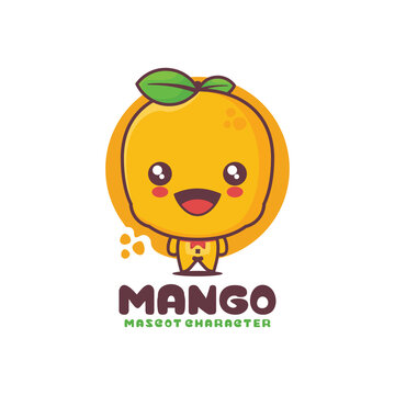 Mango fruit juice drink logo design illustration