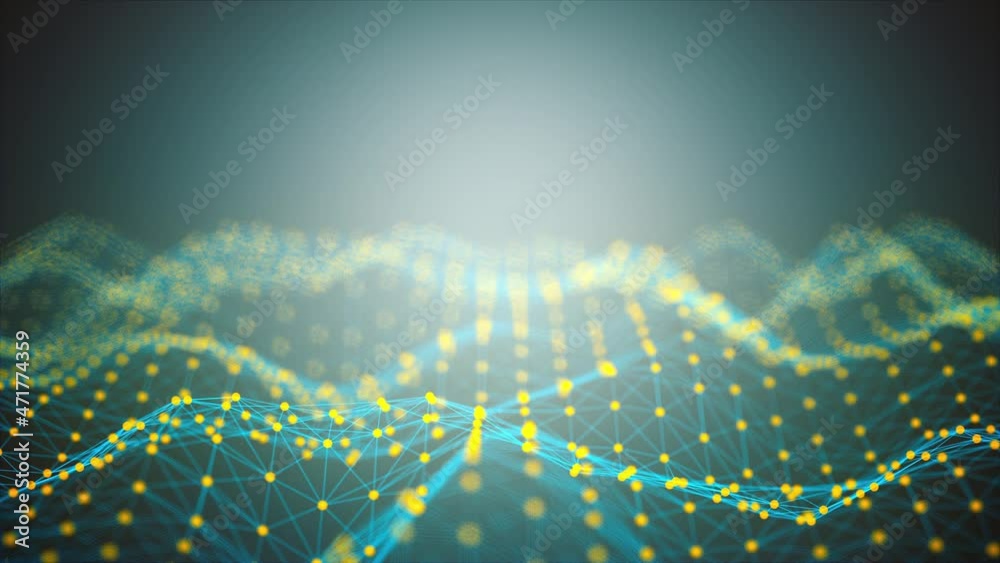 Poster waves of digital analysis of data sets with 3d render visualization. futuristic observation of fluct