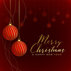 hanging christmas balls festival greeting design