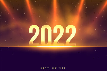 happy new year 2022 holiday greeting card with focus light effect