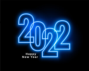 2022 blue neon LED style text effect background
