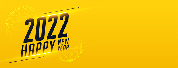 2022 happy new year celebration yellow banner design