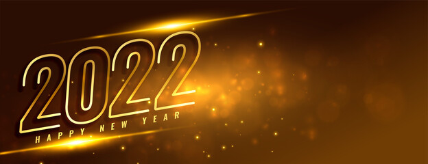 shiny golden 2022 happy new year wishes banner