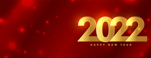 premium 2022 happy new year golden text on red shiny background