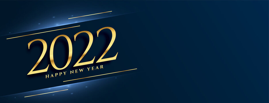 happy new year 2022 golden premium banner design