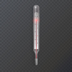 Traditional thermometer, Medical thermometer vector illustration in realistic style