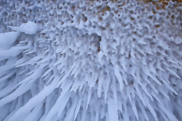 ice splashes baikal rocks, abstract winter view