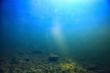Fototapeta na wymiar abstract underwater background in the lake, clean freshwater