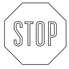 road  traffic sign layout outline stop
