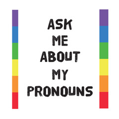 Ask me about my Pronouns with trans flag color. Shy Enby’s Guide for Cis Trans People. Vector template illustration for banner, typography, sticker, t-shirt website page, article. Definition of gender