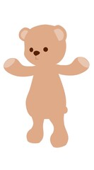 両手を広げ立ち姿のクマのぬいぐるみ　イラスト素材