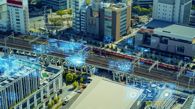 Transportation and technology concept. ITS (Intelligent Transport Systems). Mobility as a service.