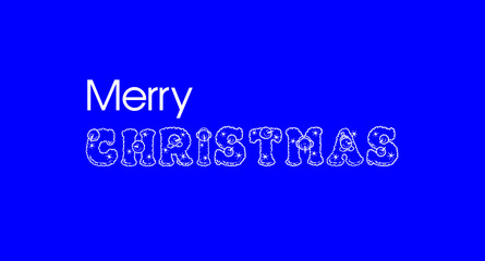 Merry Christmas in white font in dark blue background