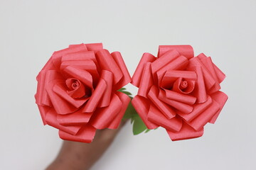 Beautiful Paper Flowers - Red Roses in White Background