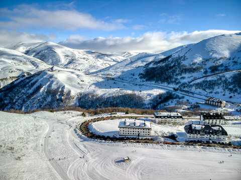 Valgrande Pajares ski resort in Asturias, Spain.