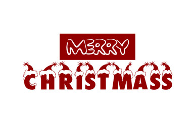 Merry Christmas in colorful fonts in white background and wine list design
