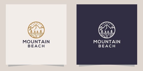 mountain with beach line logo template