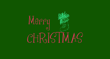 merry christmas lettering in red and green background