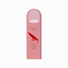 Bleeding human finger icon. Vector illustration isolated on white background.